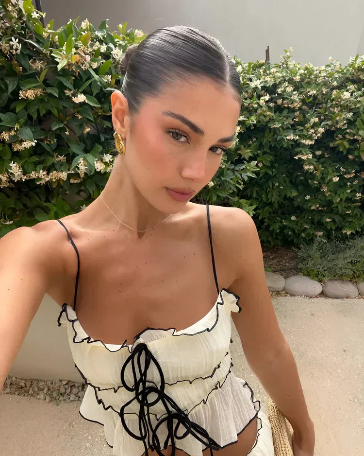 Boho Zweiteiliges Set Rüschen Maxi Rock Frauen