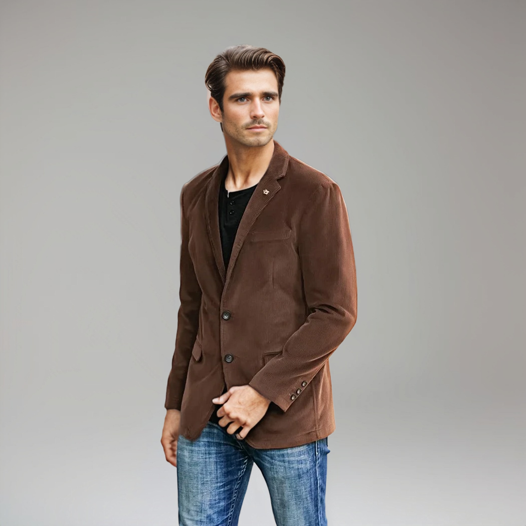 Herren Blazer Braun Elegant Klassisch Cord