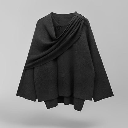 Elegantes Damencape mit Schaloptik Asymmetrisch Modern