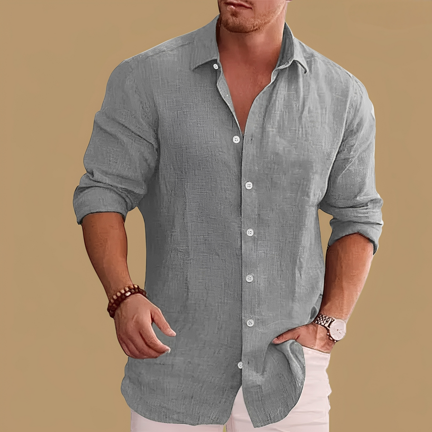 Herren Langarmhemd Stylisch Slim Fit Modern