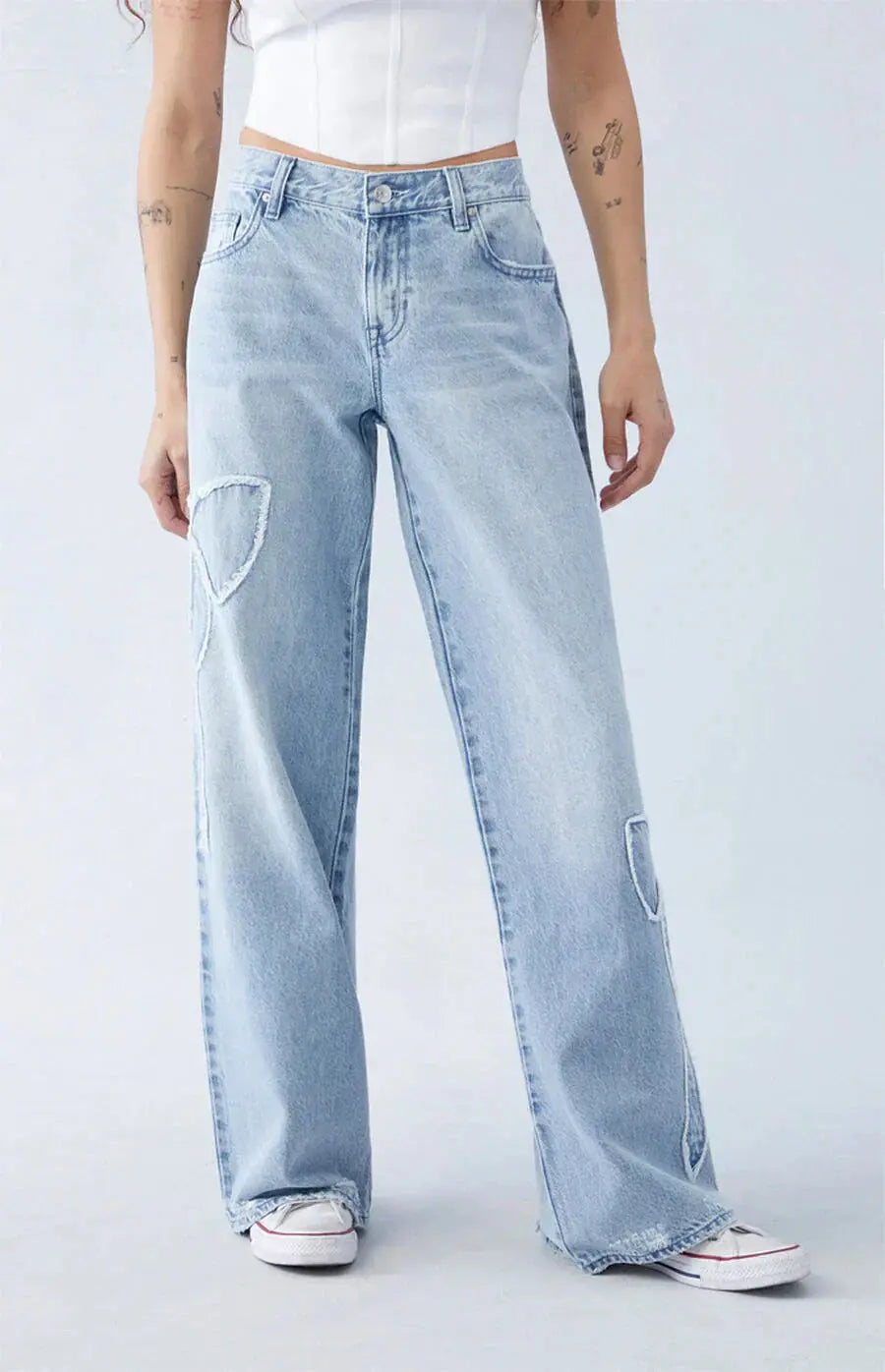 Weite Damen-Jeans Mit Aufnähern Moderner Schnitt - BerlinGlamour