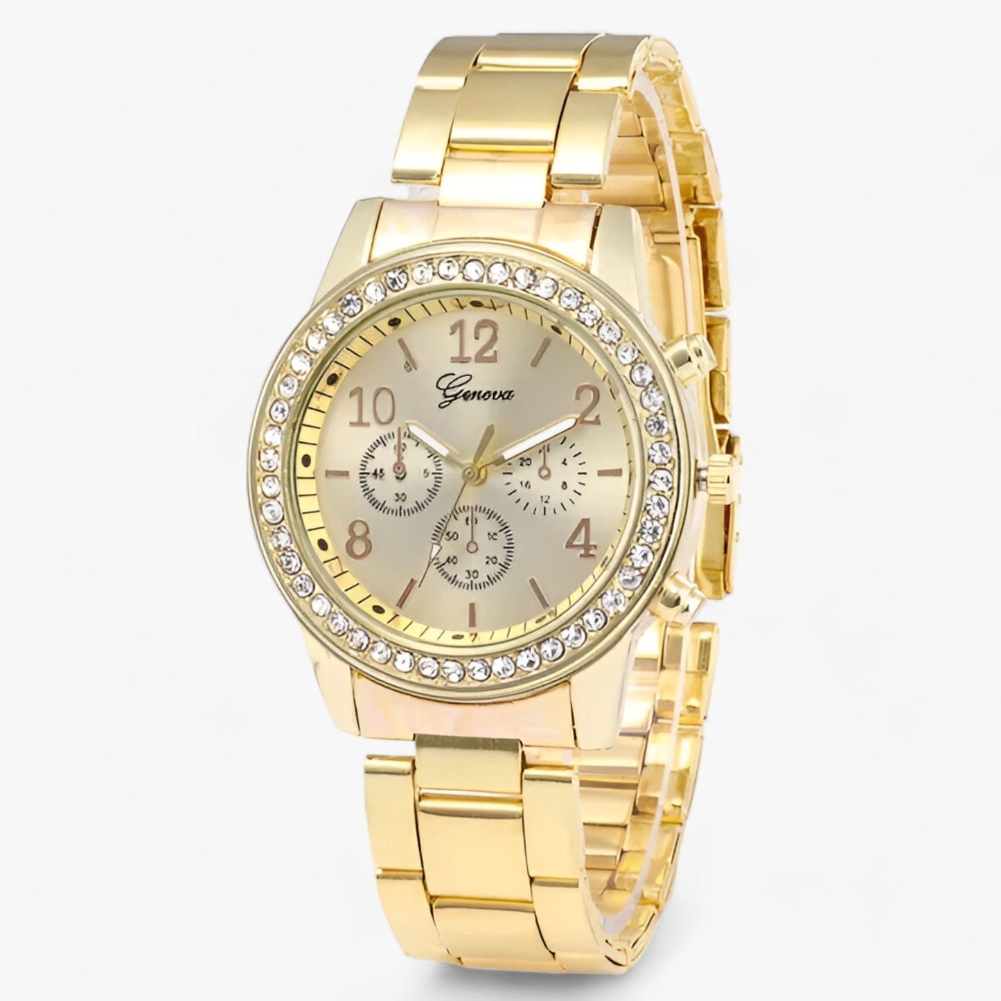 Damen Armbanduhr Rund Edelstein Strass Schmuck