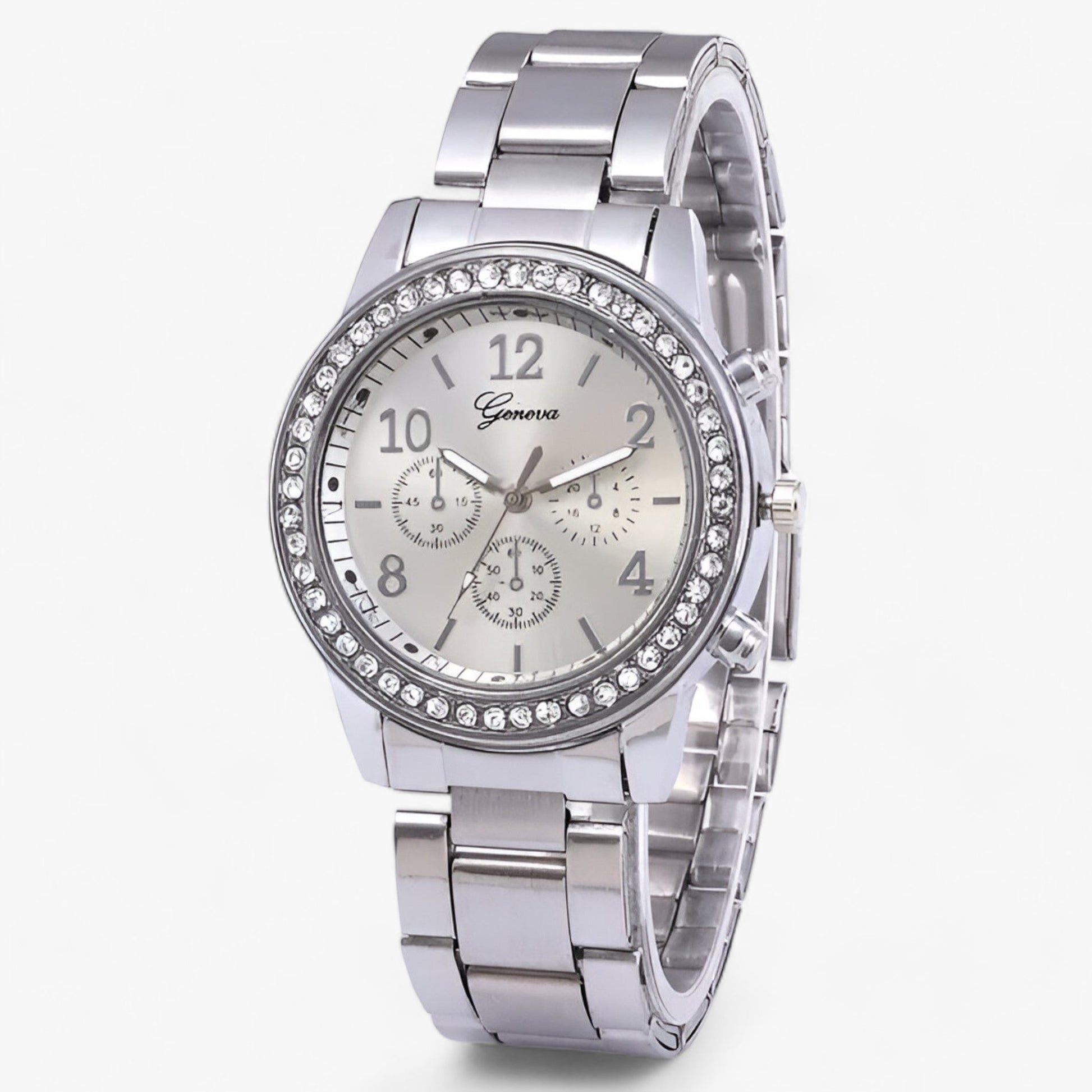 Damen Armbanduhr Rund Edelstein Strass Schmuck - BerlinGlamour