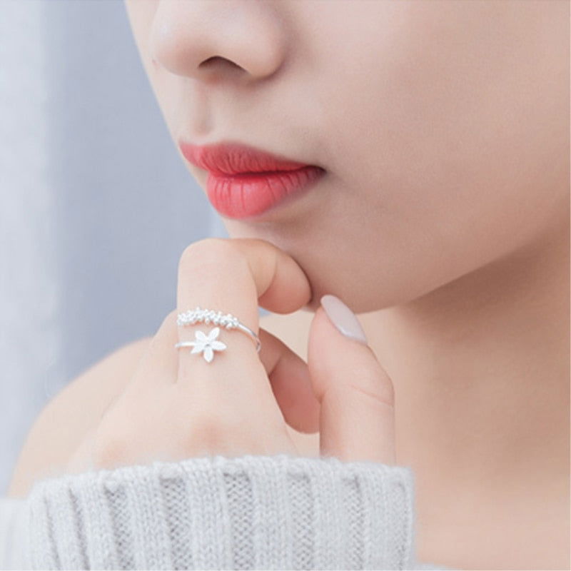 Blumenring Silber Frisch Modern Schmuck