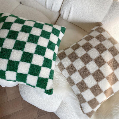 Weiche Fleece Kissenbezug Schachbrett Muster Plüsch