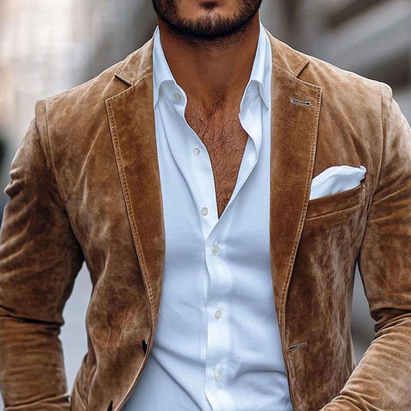 Herren Lederjacke Maßgeschneidert Wildleder Smart Casual