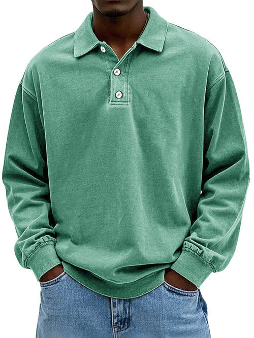 Herren Sweatshirt Freizeit Polo Langarm Bequem