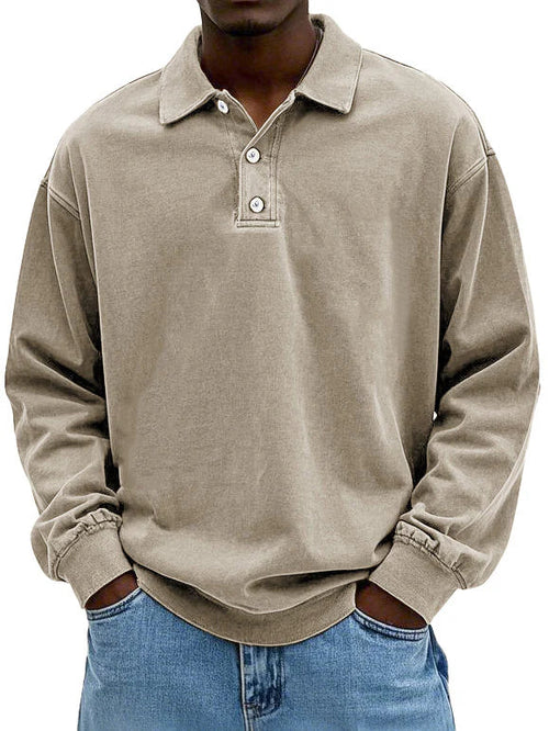 Herren Sweatshirt Freizeit Polo Langarm Bequem