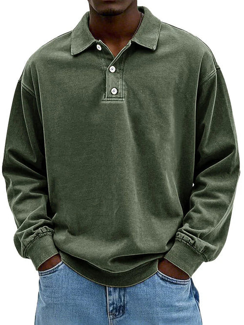 Herren Sweatshirt Freizeit Polo Langarm Bequem