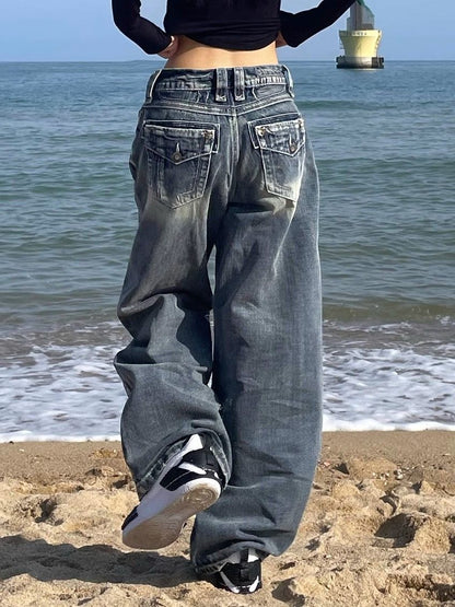 Baggy Jeans HochTaille Distressed Gewaschen Trendy - BerlinGlamour