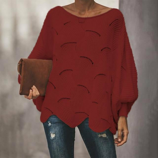 Damen Pullover O-Neck Modern Großzügig