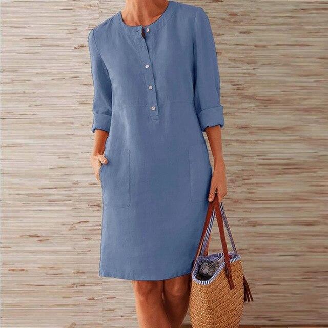 Baumwollkleid Langärmlig Damenkleid Sommerkleid