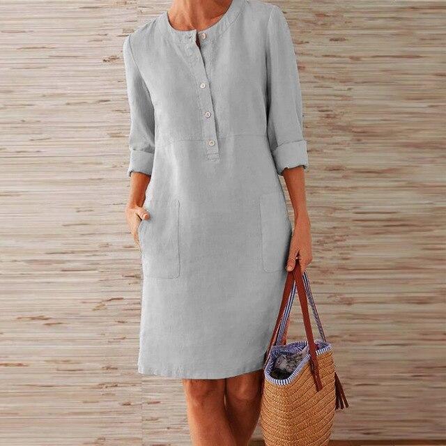 Baumwollkleid Langärmlig Damenkleid Sommerkleid