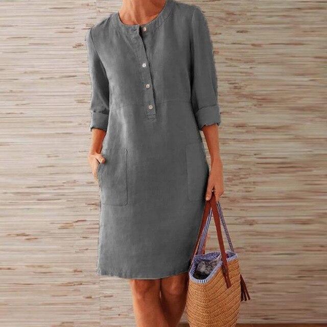 Baumwollkleid Langärmlig Damenkleid Sommerkleid