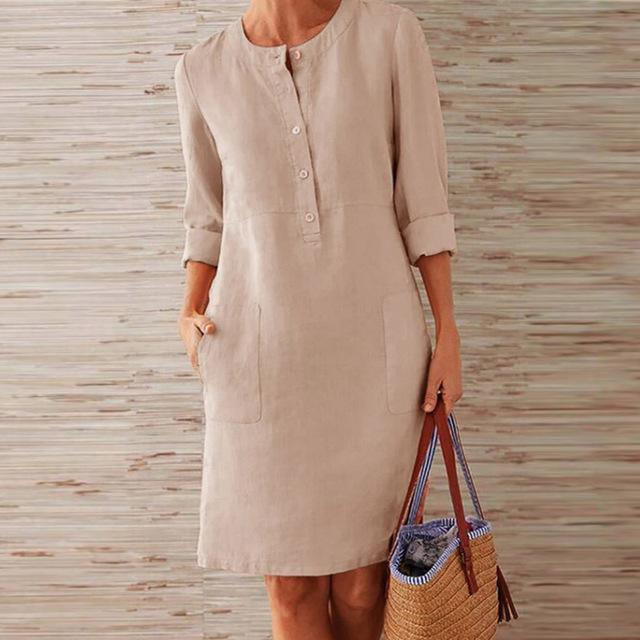 Baumwollkleid Langärmlig Damenkleid Sommerkleid