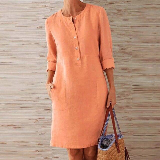 Baumwollkleid Langärmlig Damenkleid Sommerkleid - BerlinGlamour