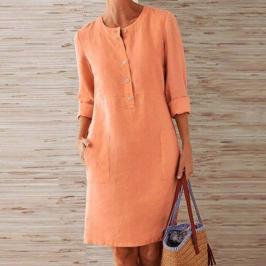 Baumwollkleid Langärmlig Damenkleid Sommerkleid - BerlinGlamour