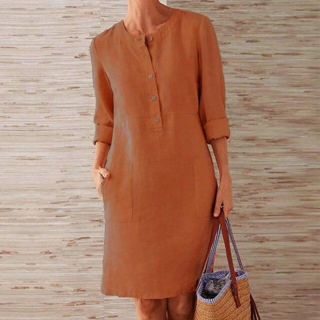 Baumwollkleid Langärmlig Damenkleid Sommerkleid