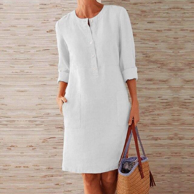 Baumwollkleid Langärmlig Damenkleid Sommerkleid