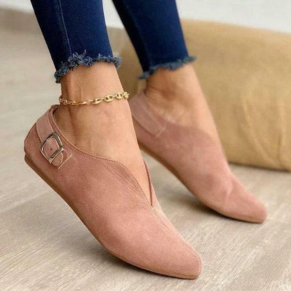 Bequeme Flachschuhe Wildleder Braun Damen