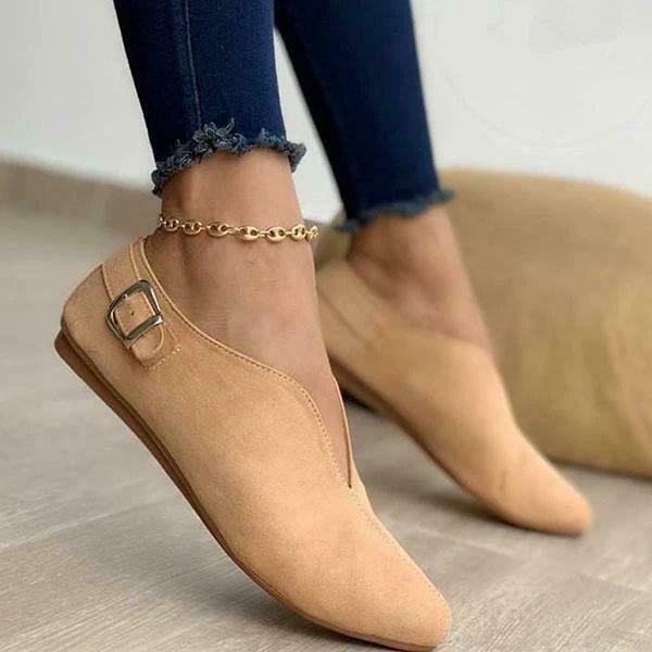 Bequeme Flachschuhe Wildleder Braun Damen