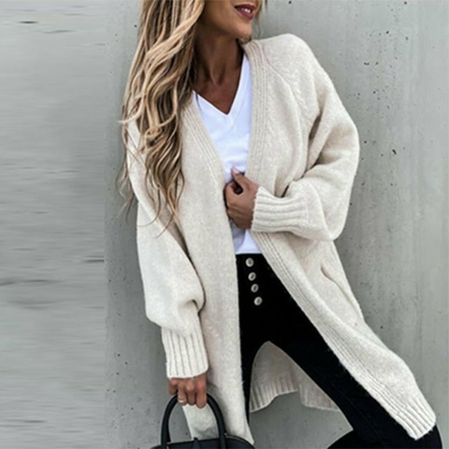 Damenstrickjacke Lang Weich Bequem