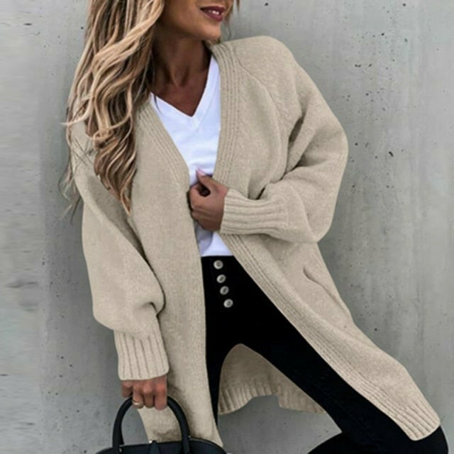 Damenstrickjacke Lang Weich Bequem