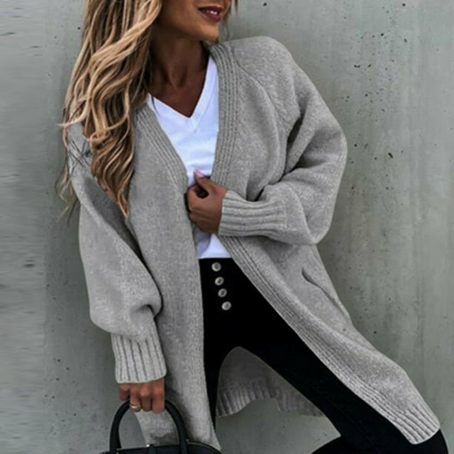 Damenstrickjacke Lang Weich Bequem
