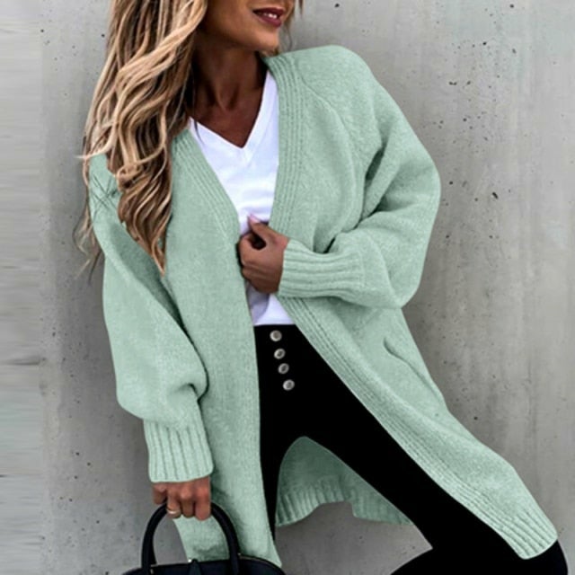 Damenstrickjacke Lang Weich Bequem
