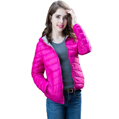 Wende-Daunenjacke Damen Leicht Warm Wasserdicht