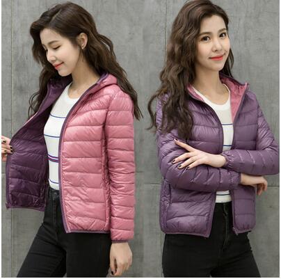 Wende-Daunenjacke Damen Leicht Warm Wasserdicht