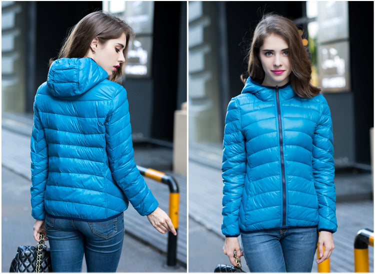 Wende-Daunenjacke Damen Leicht Warm Wasserdicht