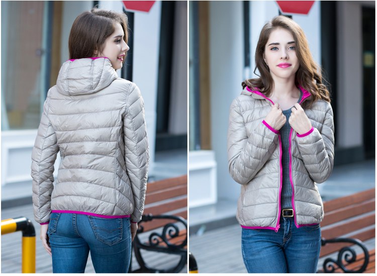 Wende-Daunenjacke Damen Leicht Warm Wasserdicht