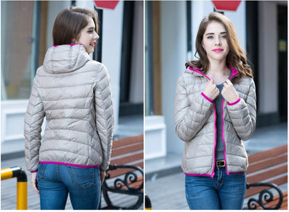 Wende-Daunenjacke Damen Leicht Warm Wasserdicht