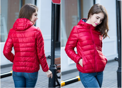 Wende-Daunenjacke Damen Leicht Warm Wasserdicht