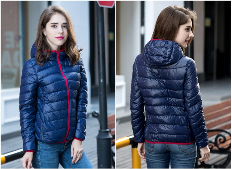 Wende-Daunenjacke Damen Leicht Warm Wasserdicht