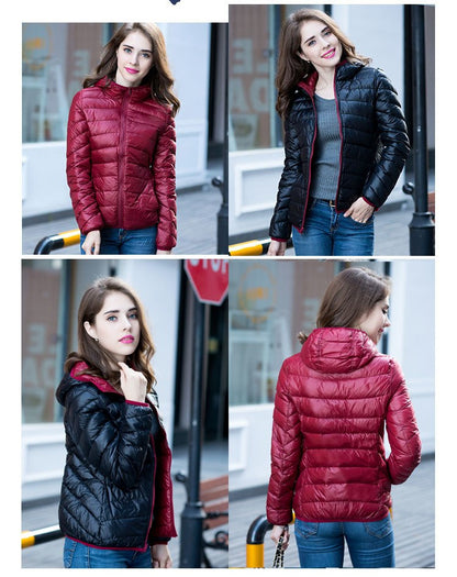 Wende-Daunenjacke Damen Leicht Warm Wasserdicht