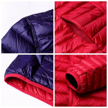 Wende-Daunenjacke Damen Leicht Warm Wasserdicht