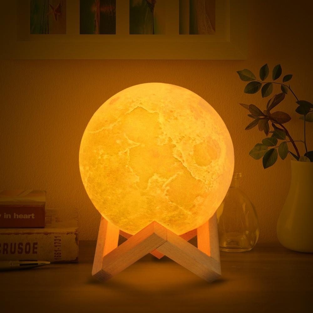 Wiederaufladbare LED Nachtlampe Dual Farbe Mondform - BerlinGlamour
