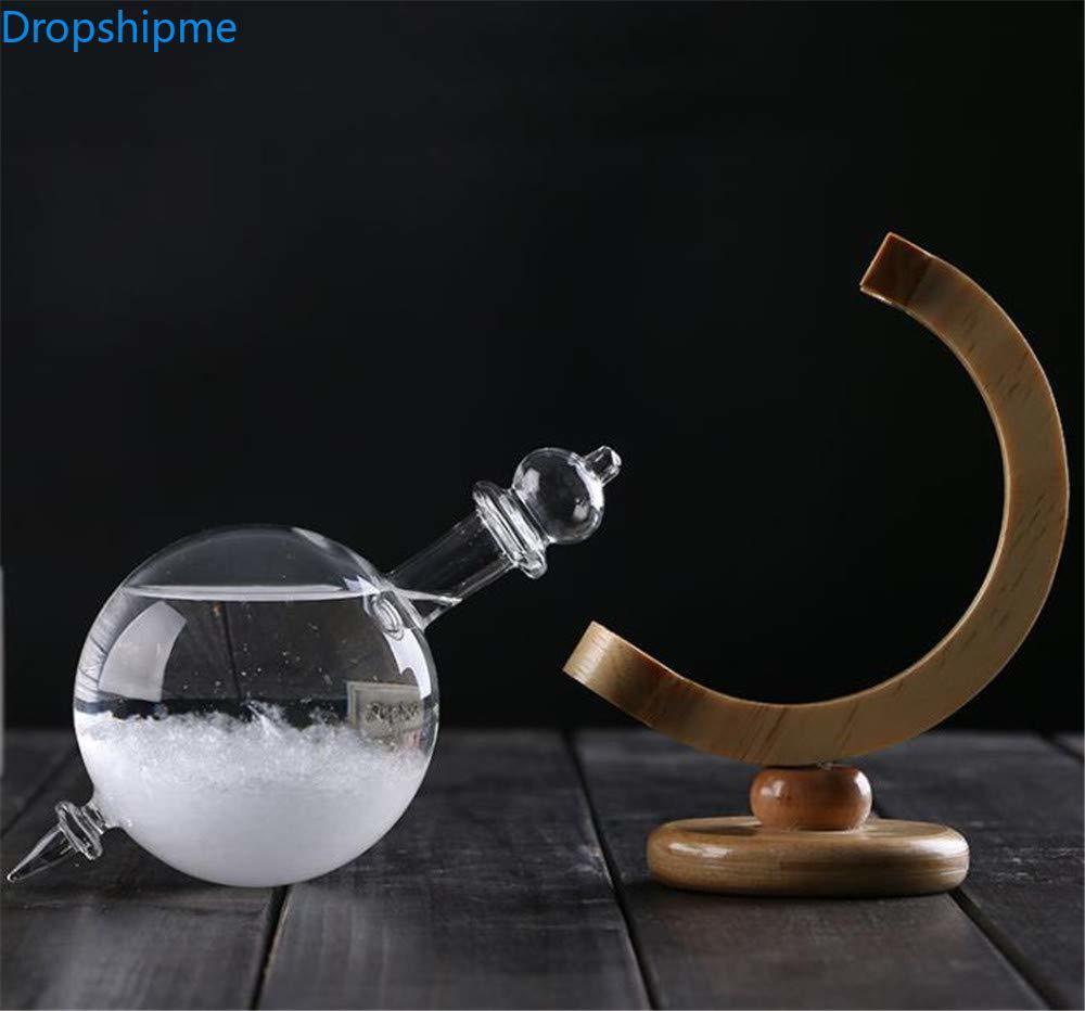 Kristall Barometer Schreibtischuhr Wettervorhersage mit Holzsockel