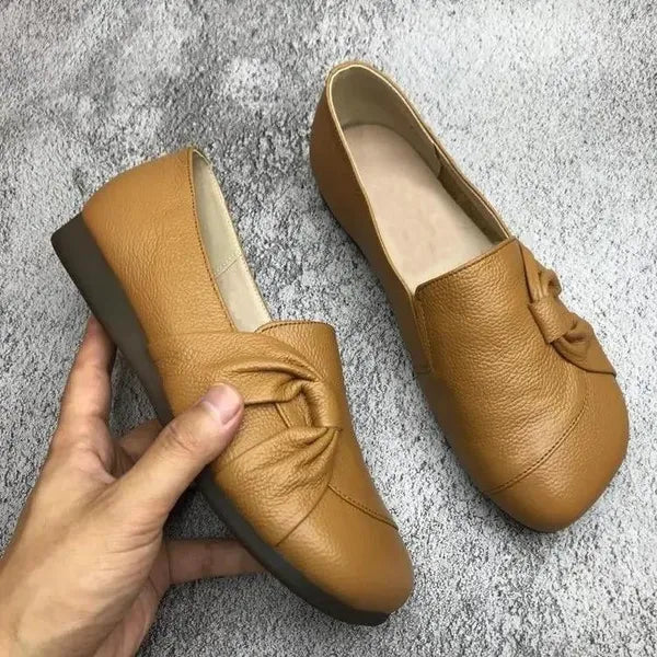 Leder Slipper Frauen Klassisch Elegante Knöpfe