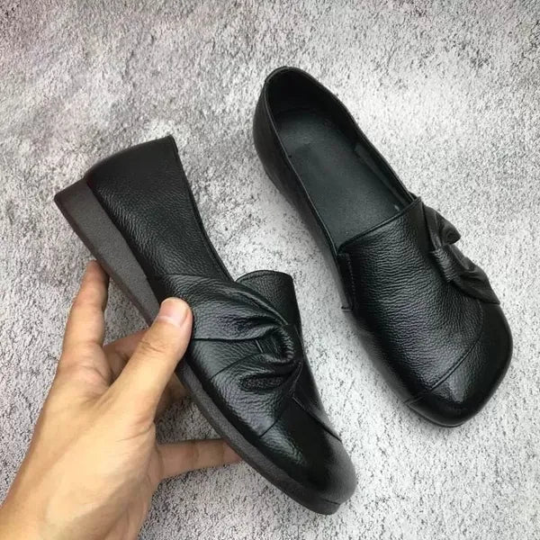 Leder Slipper Frauen Klassisch Elegante Knöpfe