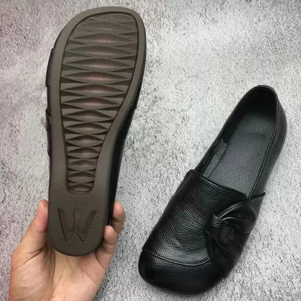 Leder Slipper Frauen Klassisch Elegante Knöpfe