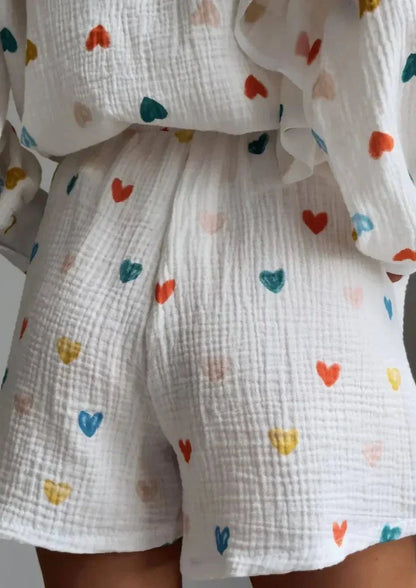 Herz-Print Zweiteiler Sommeroutfit Damen