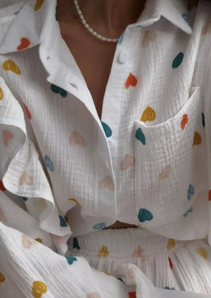 Herz-Print Zweiteiler Sommeroutfit Damen