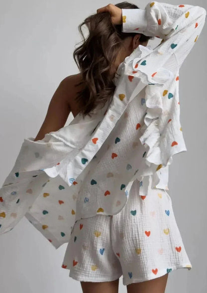 Herz-Print Zweiteiler Sommeroutfit Damen