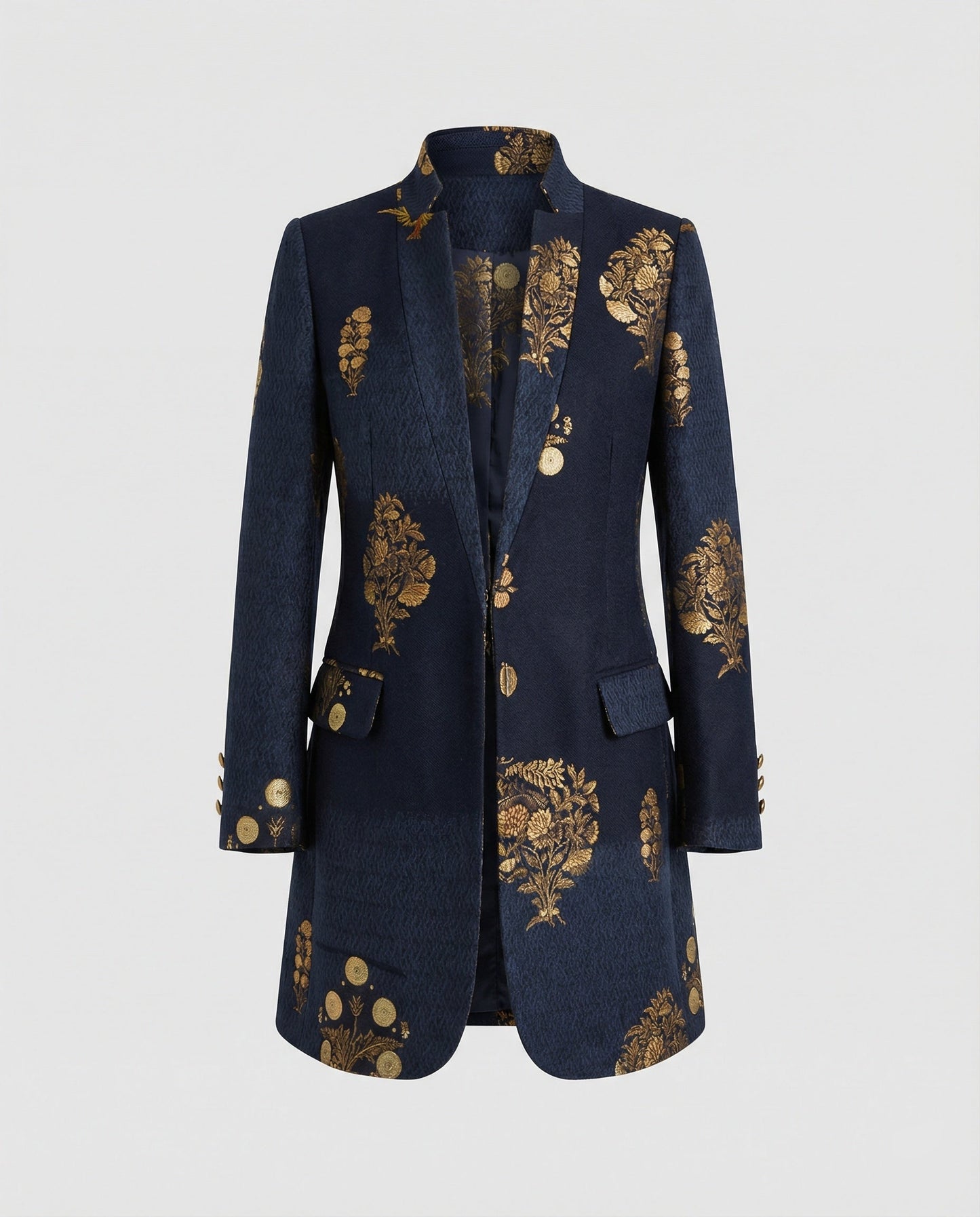 Damen Blazer Lang Vintage Bedruckt Elegant