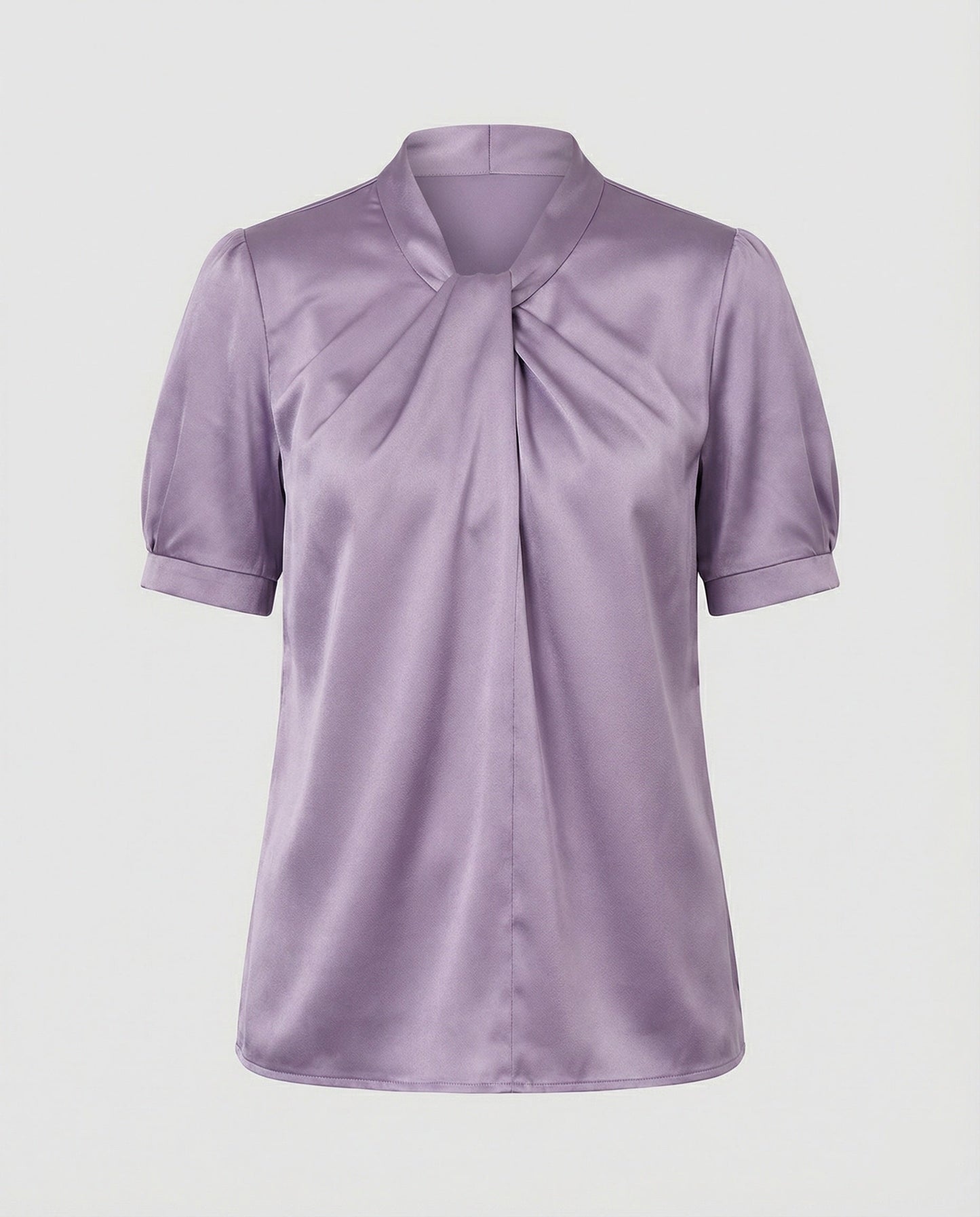 Damen Bluse Top mit Krawattenkragen Elegante Satin