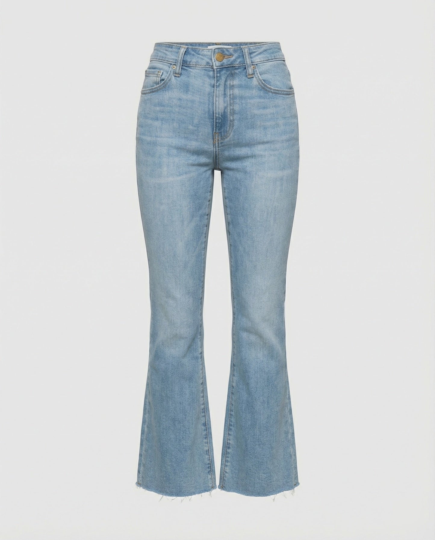 Damen Highwaist Flared Jeans mit Fransen Saum