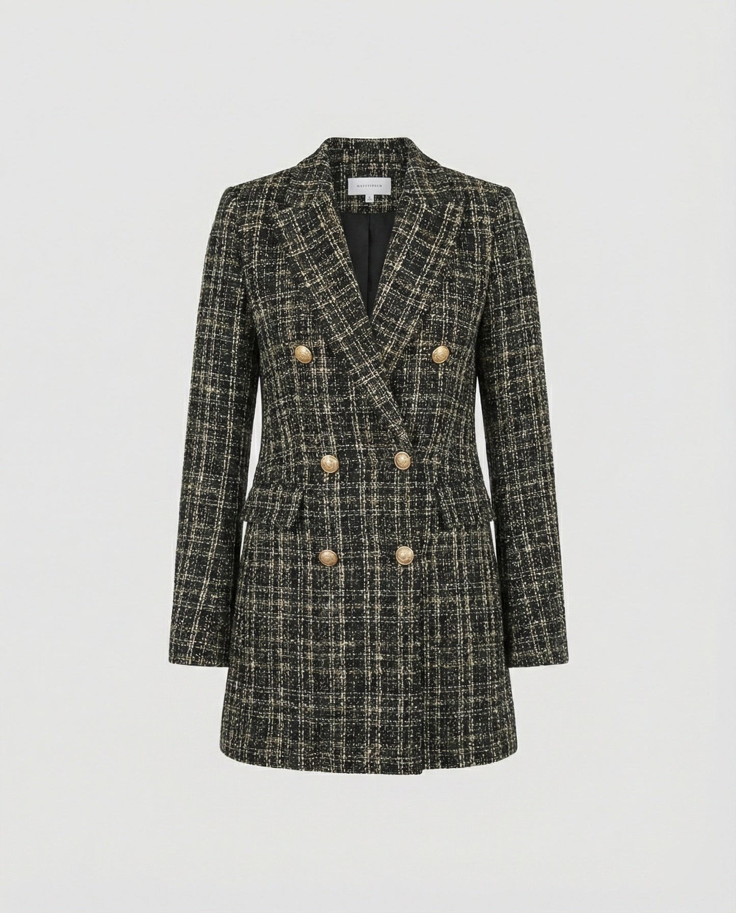 Damen Blazer Tweed Modern mit Doppelknöpfen
